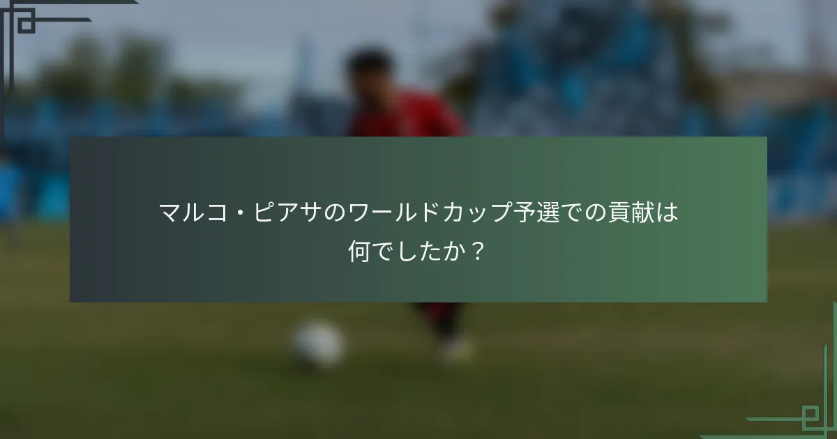マルコ・ピアサのワールドカップ予選での貢献は何でしたか？