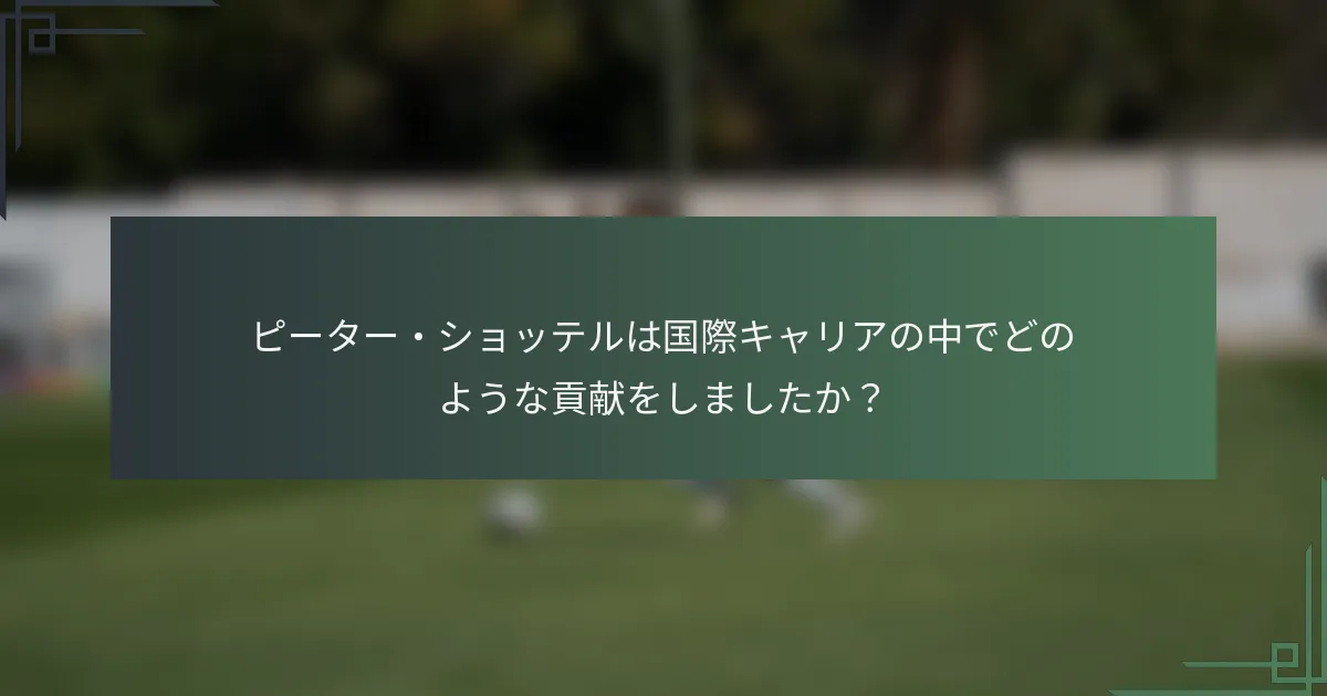ピーター・ショッテルは国際キャリアの中でどのような貢献をしましたか?
